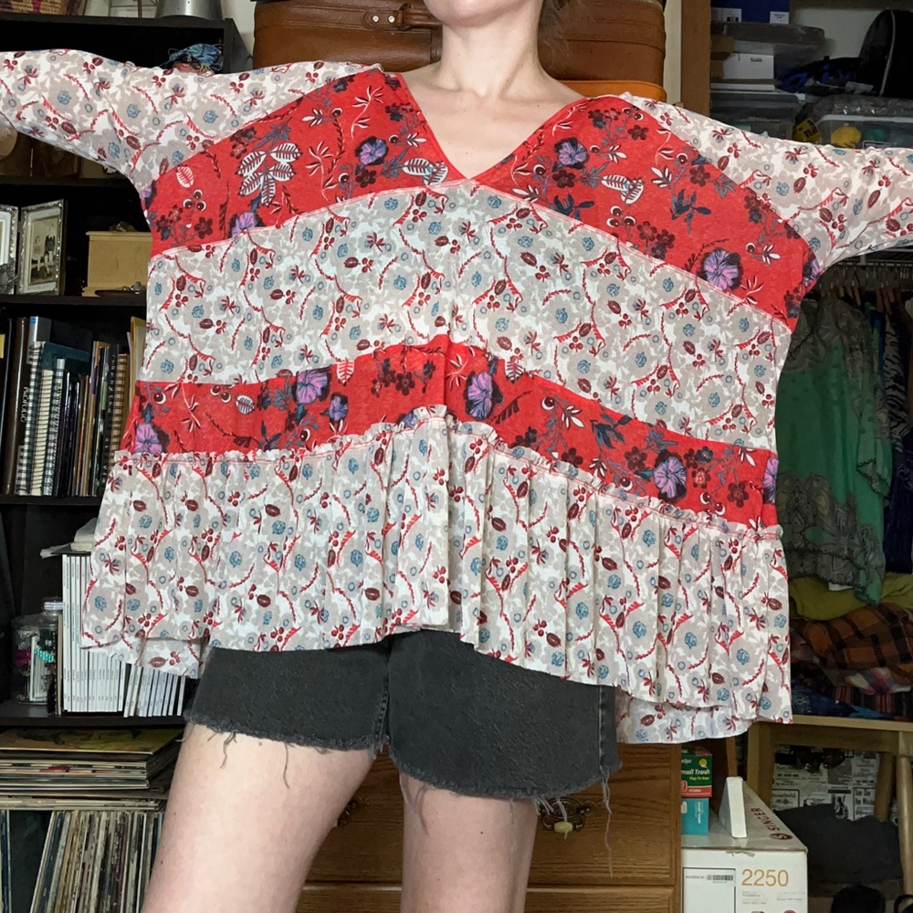 Free People Boho Patchwork Blouse - image 4